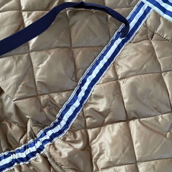 Women's Quilted Tan Jacket with Striped Pockets - Picture 7 of 10